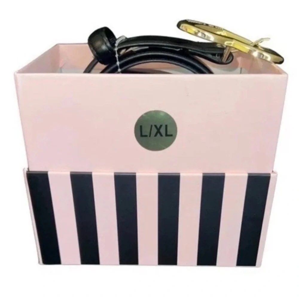 JUICY COUTURE Black BELT Gold Tone Heart Buckle NEW IN BOX L/XL